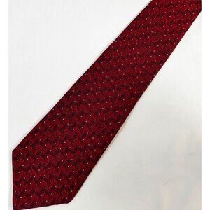 Palatina Mens Necktie Silk Red & Black Geometric Pattern Mens Tie
